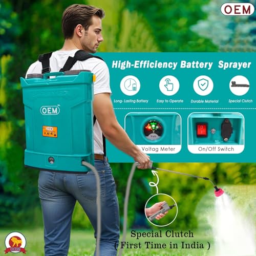 Image of OEM Special Clutch Battery Operated Knapsack Sprayer 12V14A 18L|One Switch Pressure Release|Big Battery|High Backup and Pressure|Heavy Lance|Technology Agriculture & Garden Sprayer,Blue