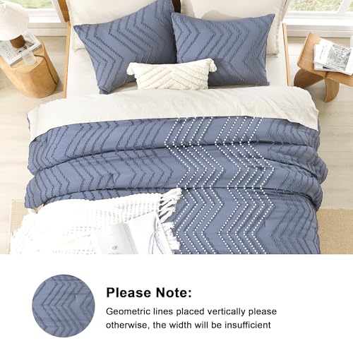 Image of Litanika Boho King Comforter Set, 3 Pcs Bluish Grey Lightweight Bedding Set