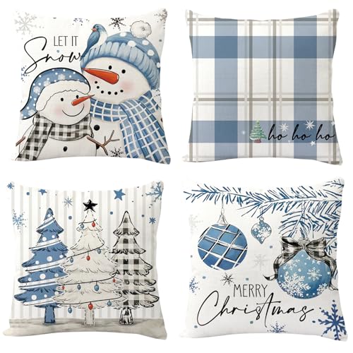 WangVipfei 4er Set Kissenbezug Weihnachten, 45x45 cm Dekokissen...