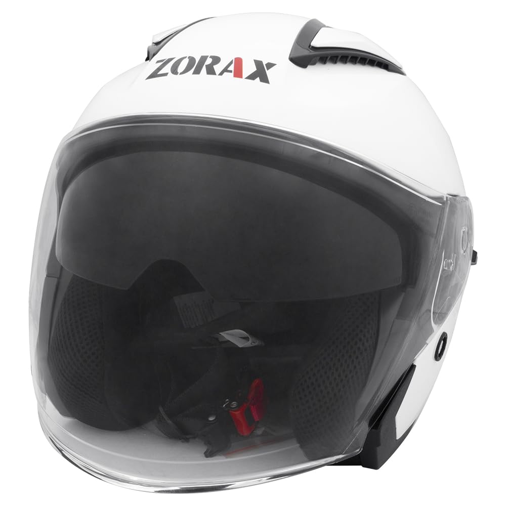 Zorax Bianco XXL (62-63cm) ZOR-608 Casco Jet Doppio Visiera Donna e Uomo Omologato ECE 2206