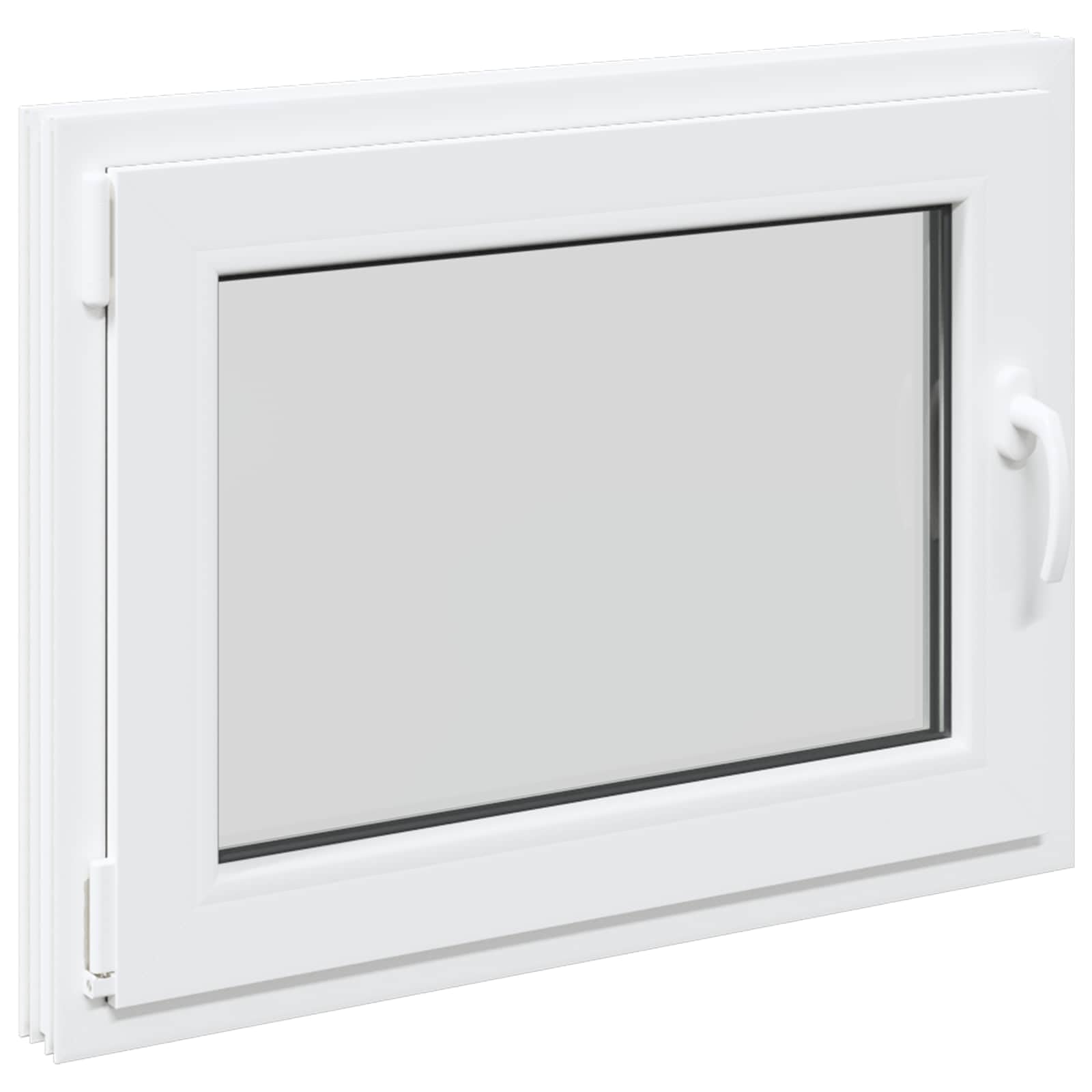 Finestra manuale RISOR 80 x 60 cm PVC e vetro, design moderno della finestra per cantina, vetro PVC resistente, efficiente dal punto di vista energetico, isolamento termico, fonoassorbente