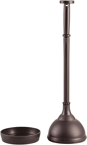 Miniatura 8 de mDesign Hyde Collection - Juego de émbolo de inodoro de plástico con tapa de elevación y bloqueo, soporte de almacenamiento independiente compacto y