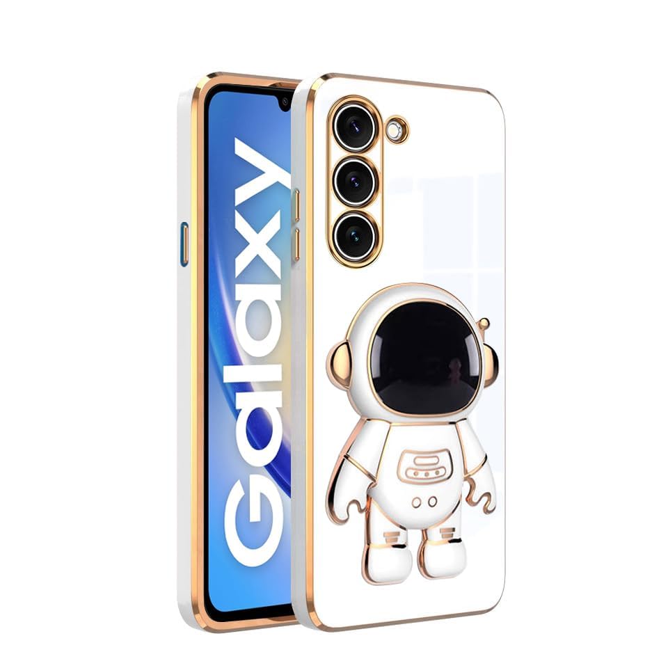 Image of for Samsung Galaxy A34 5G Case Cute 3D Astronaut Stand Design Camera Protection Shockproof Soft Back Cover (for Samsung Galaxy A34 5G, White)