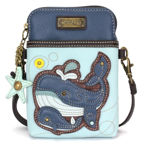 Image of CHALA Ocean Collection Cell Phone Crossbody Purse-Women PU Leather /Canvas Multicolor Handbag with Adjustable Strap
