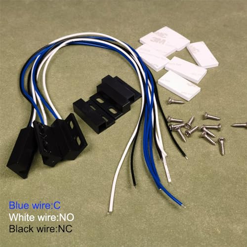 Image of Gebildet 3 Sets NO /NC Black Magnetic Switch Wiring Recessed Door Sensor Hidden Window Contact Reed Switch for Access Control Replace Alarm System