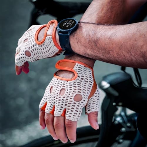 Kango Fitness Real Soft Leather Mesh Net Fingerless Driving Weight...