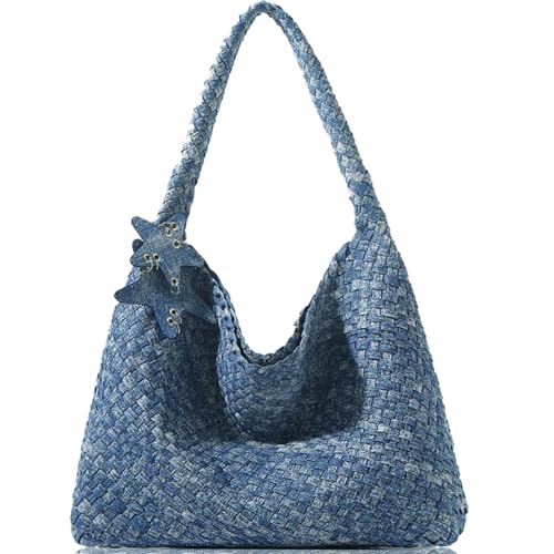 Bolso Tote tejido para mujer con asas de hombro