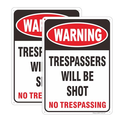 Trespassers Will Be Shot Sign 2 Pc 10x7 No Trespassing Reflective Aluminum