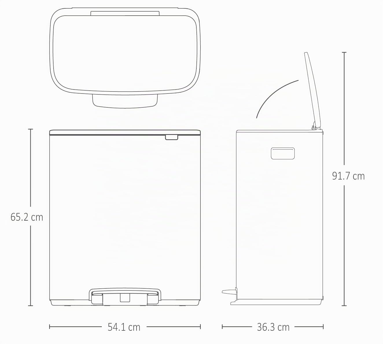 Brabantia - 211447 - Poubelle à pédale Bo, Avec 2 seaux intérieurs, Blanc, 2 x 30 L