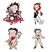 Betty Boop Cartoon Graphics Bumper Sticker Decalcomania Adesivo Decal - Set of 4 Pieces - Longer Side 13 cm