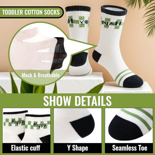 5 Pairs Boys Athletic Ankle Socks for Toddlers & Kids Breathable Cotton Thin Mesh Comfort Fashion Active Crew Socks2