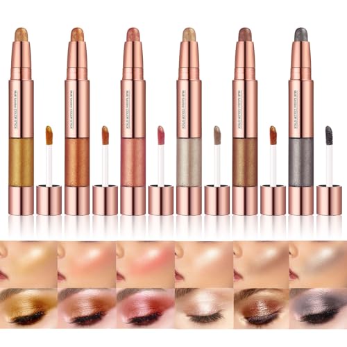 Highlighter Makeup Stick, 2 In 1 Liquid Highlighter & Cream Eyeshadow Stick - Multi Purpose Highlighter Stick Bronzer Contour Stick - Waterproof Long Lasting Shimmer Contour Liquid Luminizer, 02 - Image 8