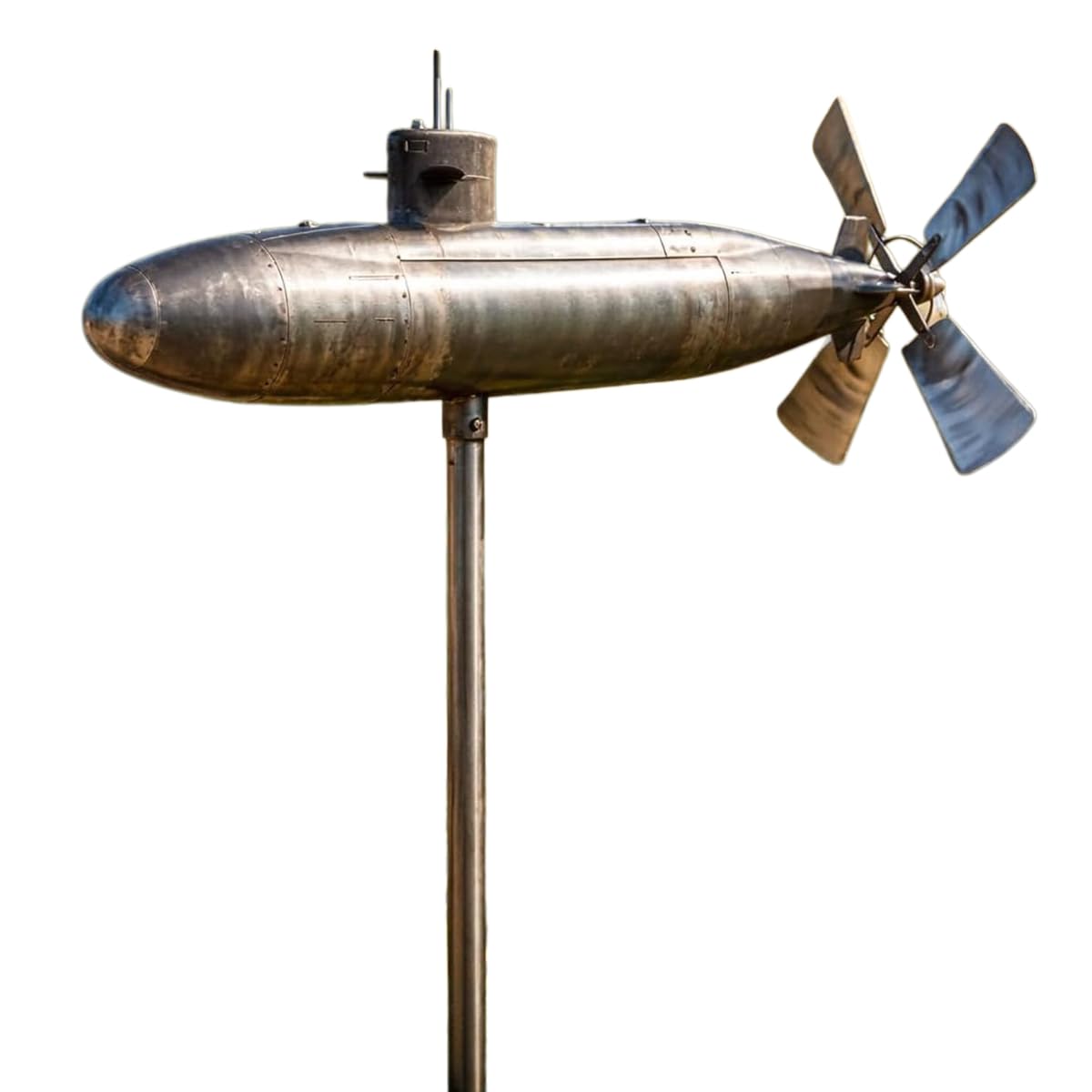 Yellow Submarine Wind Spinner, 2D Heavy Duty Metal Rotating Yard Art, Kinetic Outdoor Garden Decor for Patio, Lawn & Flower Bed, UV-Resistant Non-Fading Submarine Windmill (B)