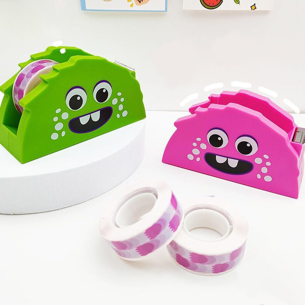 Gadpiparty Supporto per nastro adesivo con mostro cartoni animati, per la scrivania, piccolo dispenser di nastro adesivo per il taglio, costruzione stabile, multifunzione, 1 pezzo