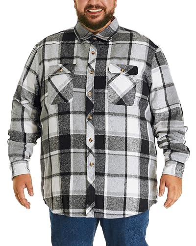 HOdo Big and Tall Mens Heavyweight Flannel Shirt 2XL- 6XL Button Down Shirt4