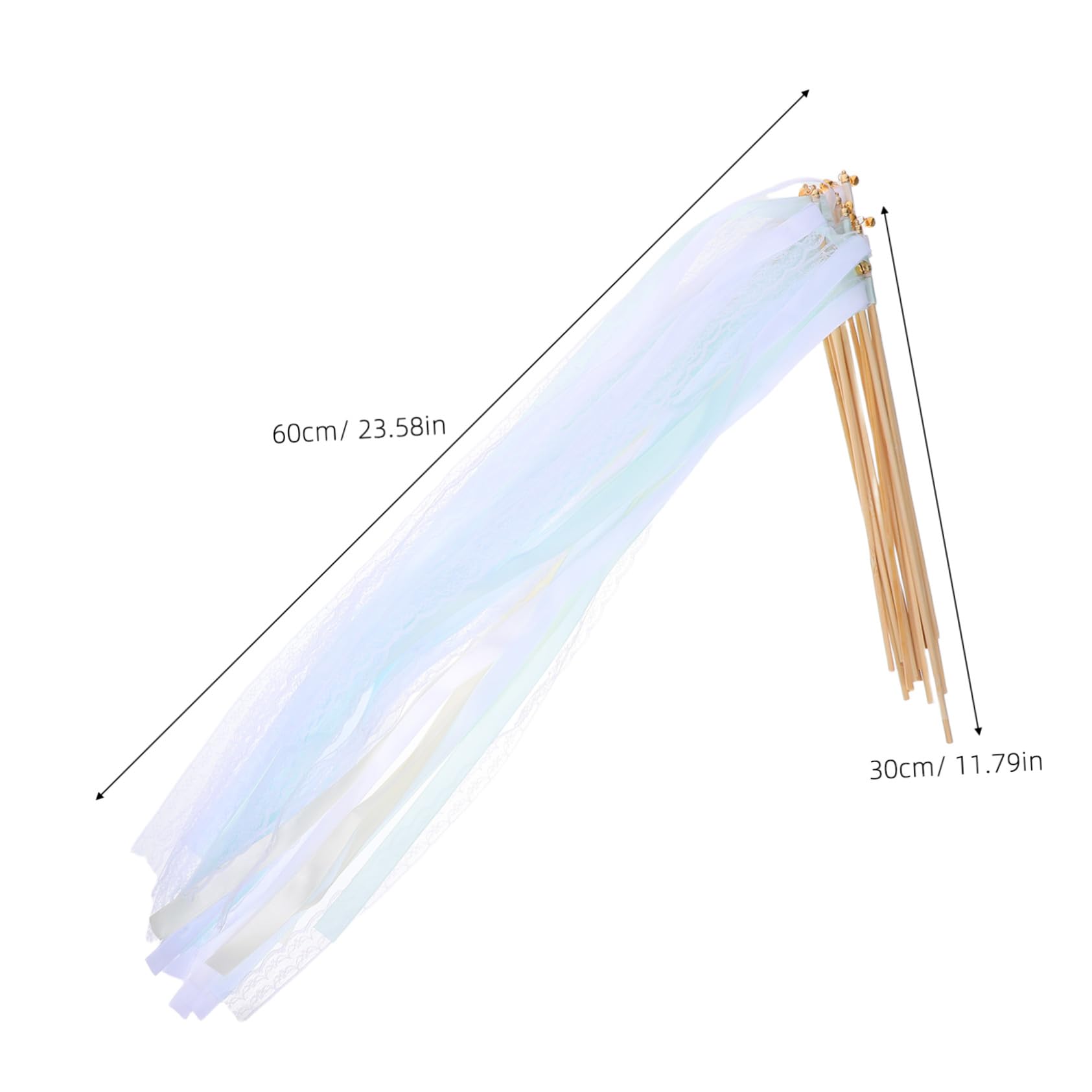 Varitas de Cinta para Fiesta con Cascabeles, 20 Piezas | Poliéster y Madera, para Bodas y Celebraciones Temáticas, Estilo Hada con Acabado de Colores
