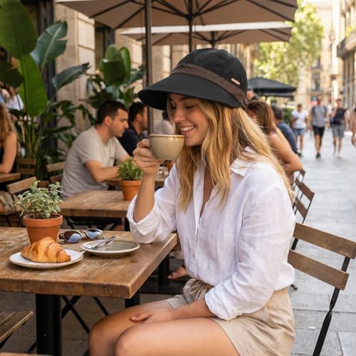 Image of SANNIDHI Summer Caps for Women Wide Brim Sun Hats Sun Visor Cap for Women Fashion Outdoor Lightweight Packable UV Protection Ladies Hat for Travel, Daily, Hiking, Golfing