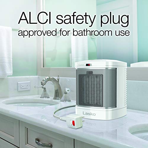 Lasko CD08200 Portable Ceramic Space Heater for Home and Bathroom Use, White