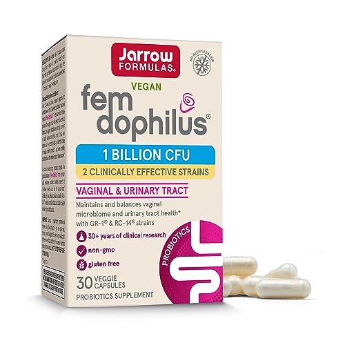 Image of Jarrow Formulas Fem-Dophilus Vaginal Probiotics 1 Billion CFU With 2 Science-Backed Strains, Dietary Supplement for Vaginal & Urinary Tract Support, 30 Capsules, Up to a 30 Day Supply, Shelf-Stable