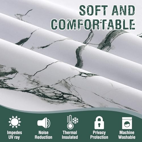 Image of BFAM Marble Print 100% Blackout Curtain with Black Linning at Back,Green Marble Print Curtains for Living Room /Bedroom Thermal Insulated Energey Saving 7 Feet Pack of 1 Curtain