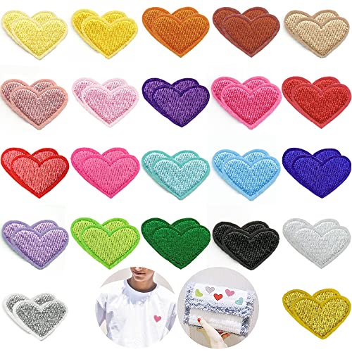 44 Pièces Patch coeur Mini écussons Thermocollants En Forme De Cœur Patchs Thermocollants Cœur d'Amour Beau Patch En Forme De Coeur pour T-Shirt, Jeans, Vêtements, Sacs, Réparation et Décoration