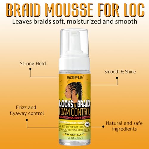 Strong Hold Braid Gel Braid Mousse Tames Frizz Smoothing Gel Good for Twist Locs, Braids - Image 2