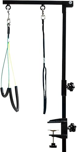 Brazo plegable para aseo de perros con abrazadera, herramienta de aseo para perros y soporte para evitar sentarse para mascotas medianas y pequeñas,