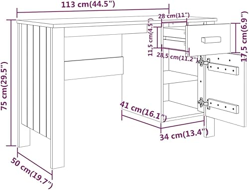 Miniatura 8 de Escritorio de madera para computadora con un cajón y una puerta para oficina en casa, escritorio ejecutivo, escritorio de estudio, escritorio para