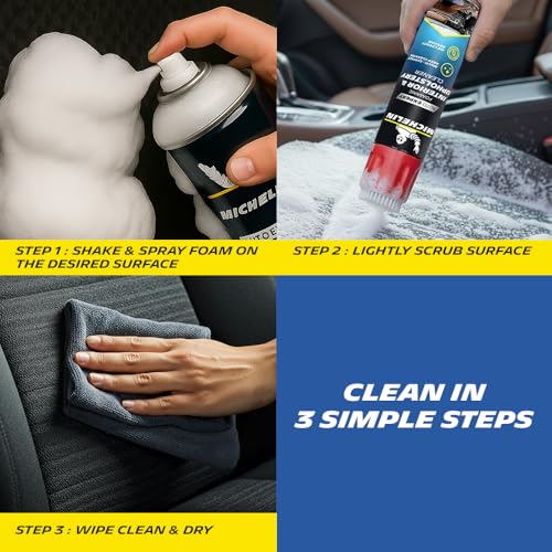 Image of Michelin Foaming Interior Cleaner 500ml | Powerful Foam Formula for Car Dashboard, Upholstery, Fabric, Vinyl, Plastic & Leather | Removes Dirt, Dust & Stains for Fresh, Clean Interior Finish