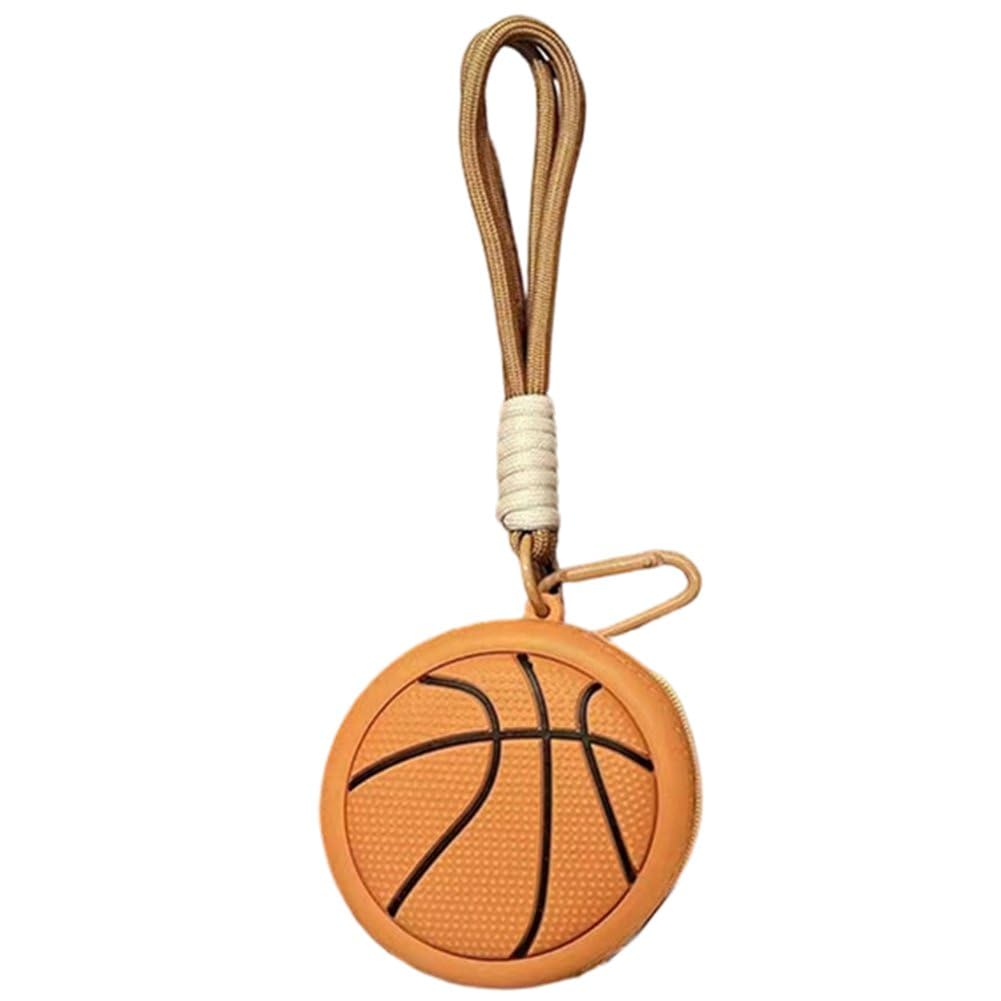 Fituenly Cartoon Sporty Coin Purse Storage Bag, Sporty Pendant Bag Spherical Pattern Key Ring Wallet Earphone Case with Zipper