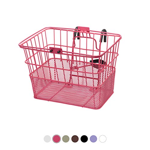 Retrospec Detachable Steel Half-Mesh Apollo Lift-Off Bike Basket with Handles, Pink