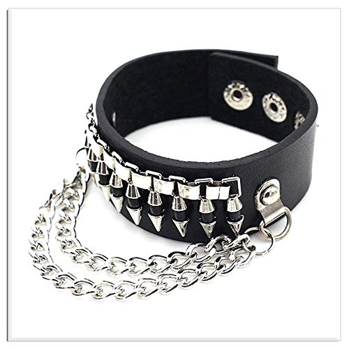 Xusamss 2PCS Punk Alloy Rivet Bracelet Bullet Wristband Chain Leather Cuff Bracelet,7 1/2 Wrist3