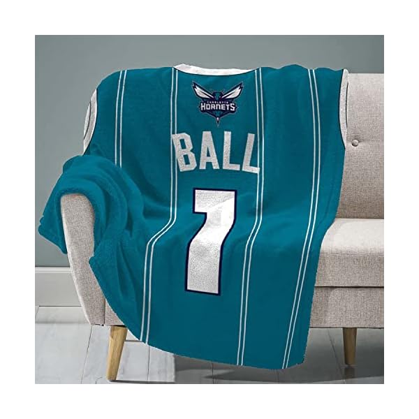 Sleep Squad Miami Charlotte Hornets LaMelo Ball 60 x 80 Raschel Plush Blanket an NBA Throw