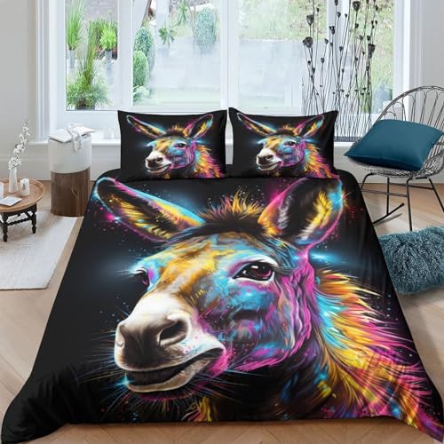 Bettwäsche-Set 135x200 Cm Mit Esel-Motiv – Kuschelige Mikrofaser Bettbezüge Für Einen Gemütlichen Schlaf