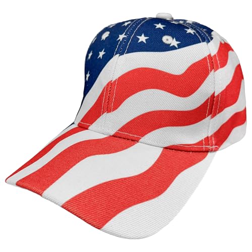 Image of Black Duck Brand Patriotic American Flag Baseball Cap - USA Stars & Stripes Adjustable Hat - Fourth of July, Memorial Day (4 Hats)
