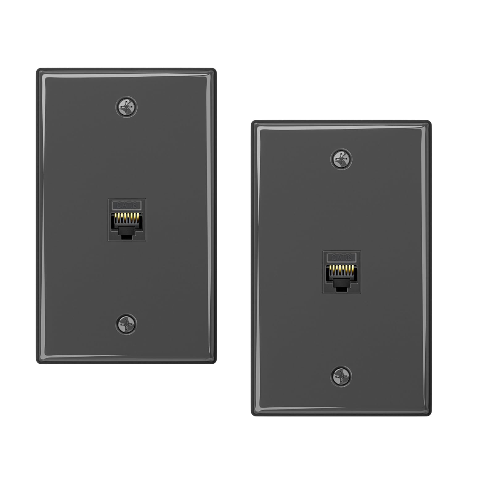 iwillink 2-Pack Cat6 Ethernet Wall Plate, 1-Port RJ45 Wall Plate, Black