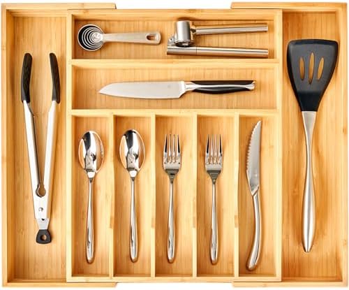 Umilife Large Expandable Kitchen Silverware Utensils Drawer Organ...