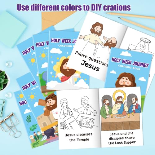 Image of Bulk Easter Coloring Books,24Pcs Holy Week Journey Drawing Booklet for Kids