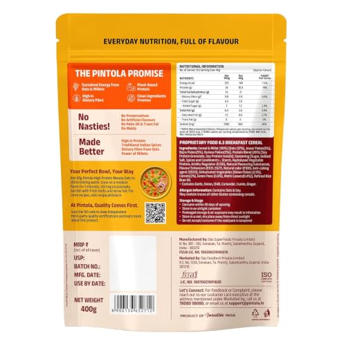 Pintola Store Pintola High Protein Masala Oats 400g, Magic Masala 26 g - Image 3