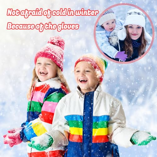 Handepo 200 Pairs Kids Gloves Bulk Children Winter Knitted Colorful Full Finger Mittens for Homeless Christmas party Gifts2