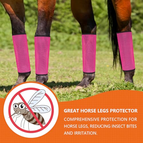 Image of Set of 8 Breathable Mesh Horse Boots Mesh Fly Boots for Horse Loose Fitting Horse Fly Boots for Non-Slip Reduce-Stomping Preventing Flies and Mosquitoes Bites (Pink and Blue)
