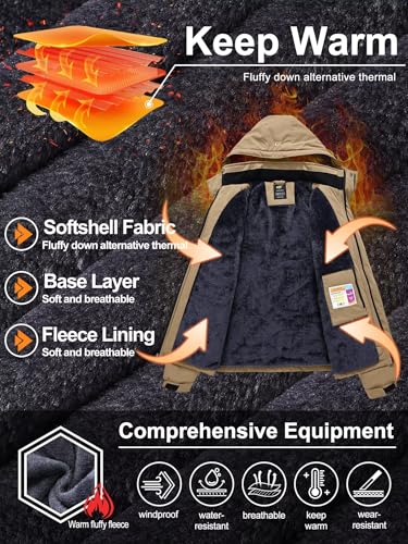 Image of QPNGRP Mens Waterproof Fleece Ski Jacket Windproof Winter Snow Coat