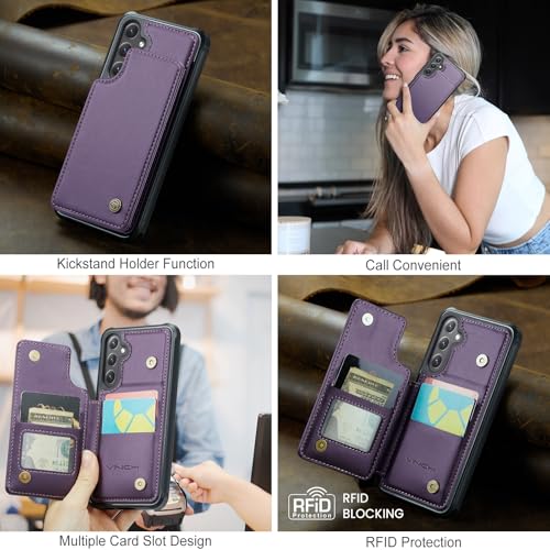Vinich for Samsung Galaxy S26 Wallet Case with Card Holder, Purple