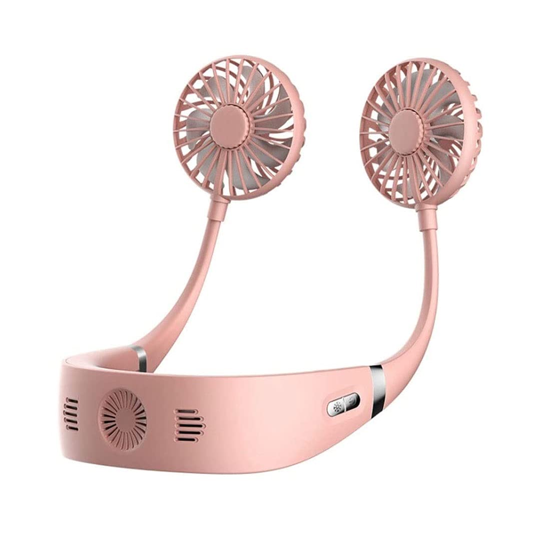 Przenośny wentylator na szyję bez użycia rąk, chłodzący wiszący wentylator na szyję, mini osobisty wentylator USB do noszenia wentylator sportowy, 3 prędkości, bardzo odpowiedni dla dzieci, do domowego biura na zewnątrz w podróży (kolor: Różowy)