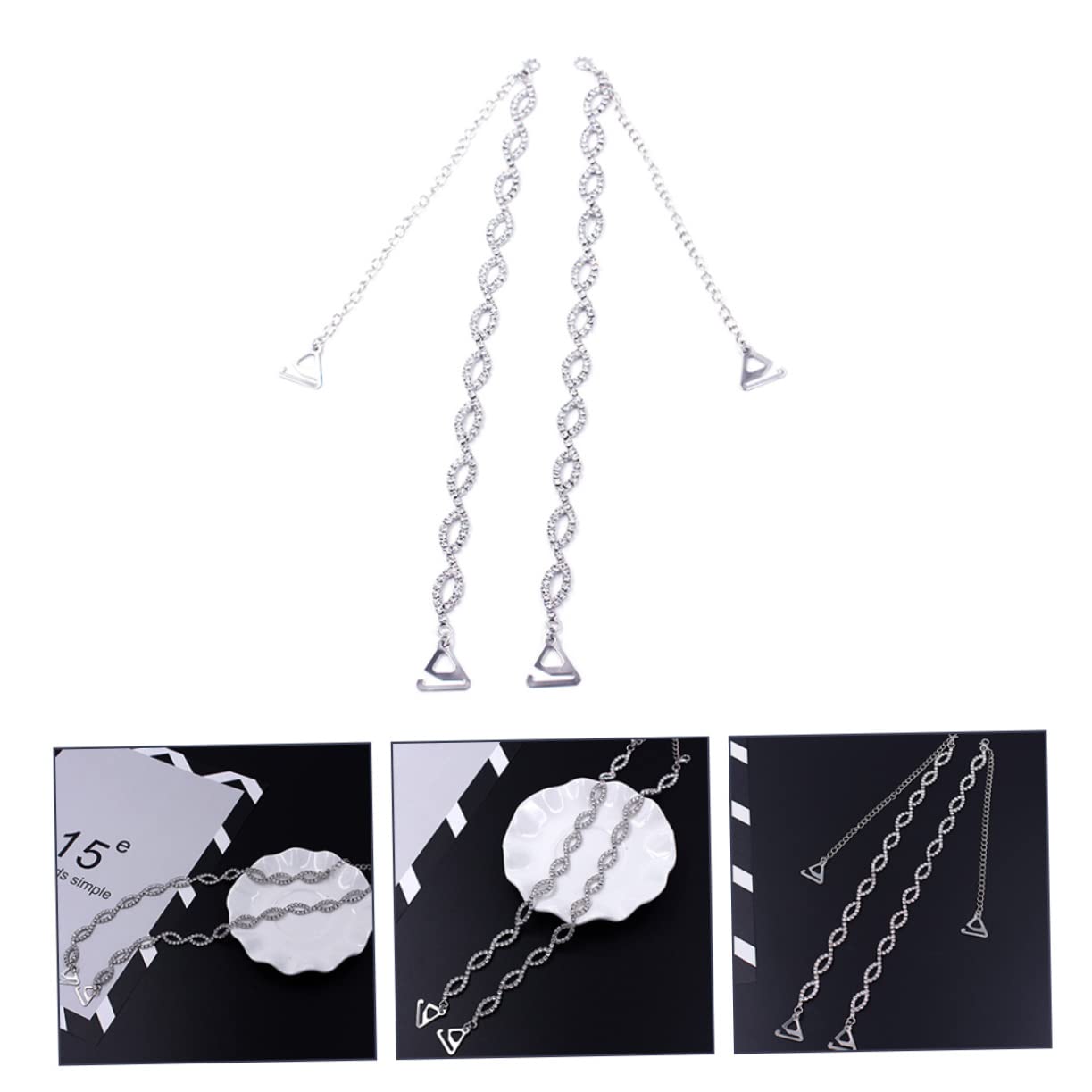 BESTYASH -Palabra Correa De Hombro De Diamantes De Imitación Correa De Sujetador De Diamantes De Imitación Correas De Sujetador Extraíbles Joyería Sujetador Invisible Cinturón