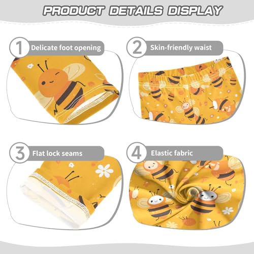 Sweet Honey Pattern Cute Bees Happy Kids Baby Girls Cotton Leggings Comfortable Full Length Athleisure Pants Running3