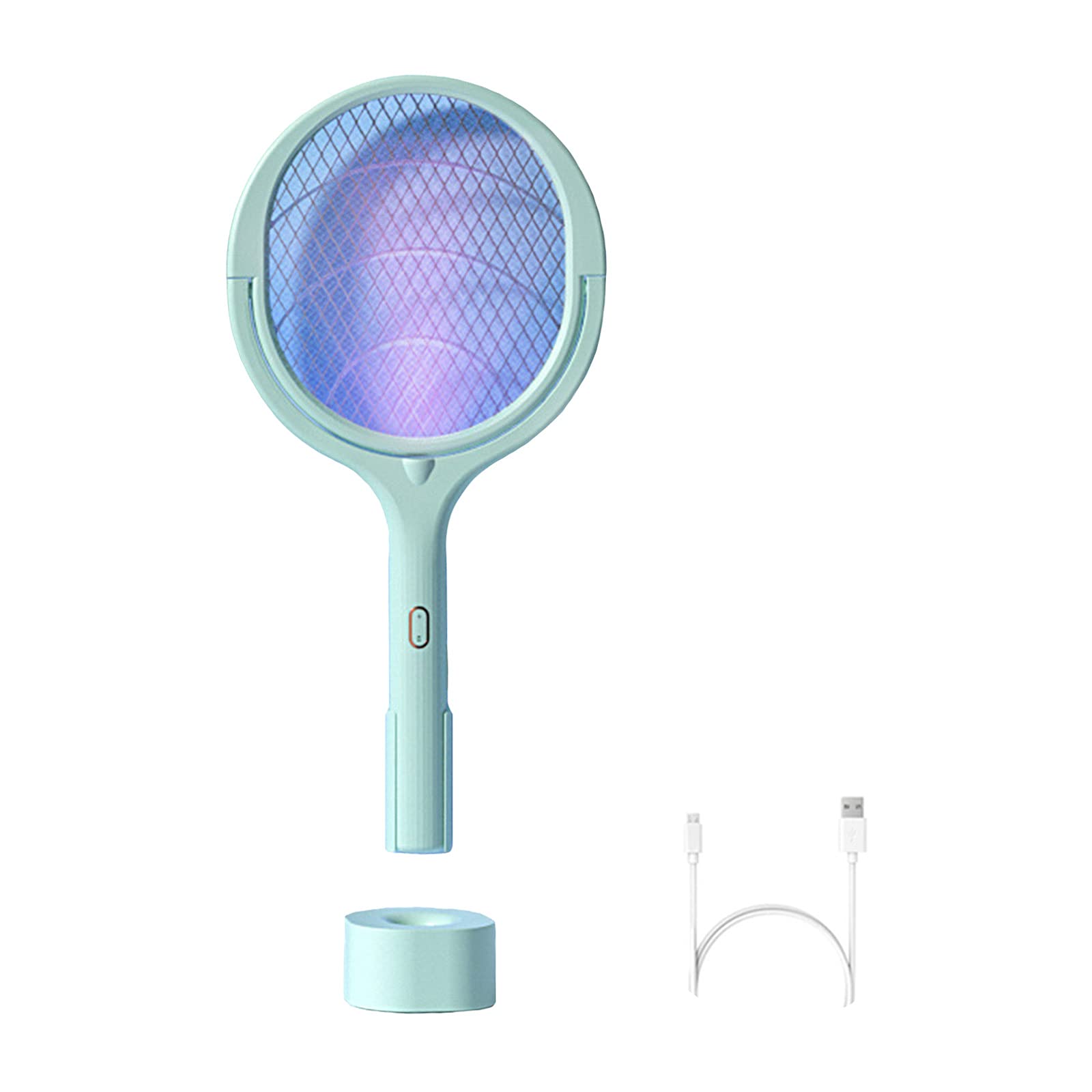 Scacciazanzare Elettrico, Lampada antizanzare ad Angolo Regolabile 3000V con Ricarica USB, Cattura Mosche con Base, Racchetta per zanzare Insetti a Luce Ultravioletta (Verde)
