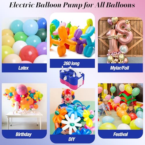 Image of Togvu Electric Balloon Pump, 3-in-1 Portable Air Pump for Inflatables and Balloons, Dual Nozzle Balloon Blower Machine for Latex 260q Foil Balloons 110V Inflator Deflator for Pool Floats Air Mattress