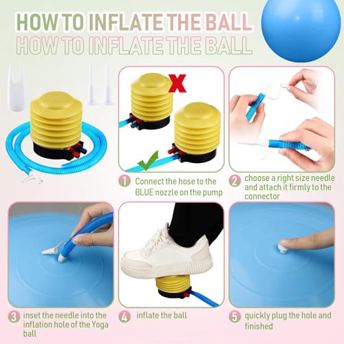 Image of Leyndo 4 Pcs 26 Inch Yoga Exercise Ball Pilates Pregnancy Birthing Fitness Ball with Quick Pump Anti Burst for Improved Posture, Balance, Yoga, Pilates, Training