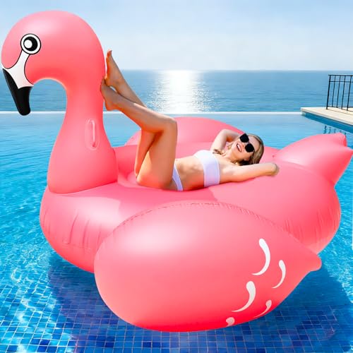 TURNMEON 102' Giant Flamingo Pool Float Inflatable Summer Beach Float Swimming Pool Party Toys Ride-on Lounge Raft Water Pool Floatie for 2-4 Multi...